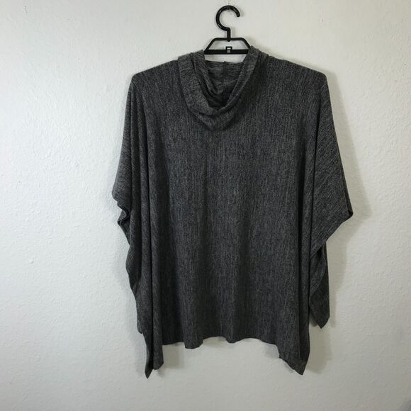 Demdaco Poncho Oversized Knit Sweater Grey Pockets Hooded Womens One Size Hi Low - Picture 8 of 8